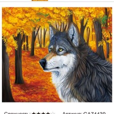 Алмазная мозаика 40x50 на подрамнике  GA74439 Осень,животные,волк,купить по низкой цене.
