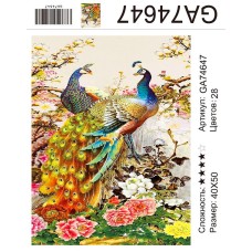 Алмазная мозаика 40x50 на подрамнике  GA74647 Животные,павлин,павлины,птицы
