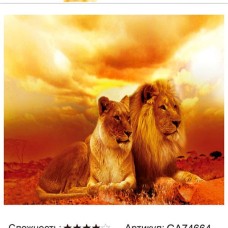 Алмазная мозаика 40x50 на подрамнике  GA74664 Животные,лев,львы 
