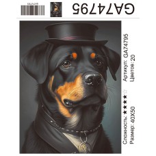 Алмазная мозаика 40x50 на подрамнике  GA74795 Животные,собака,собаки, черный пес.