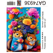 Алмазная мозаика 40x50 на подрамнике  GA74936 Натюрморт,цветы,животные,белки,купить по низкой цене.