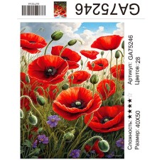 Алмазная мозаика 40x50 на подрамнике  GA75246 Пейзаж,цветы,маки,купить по низкой цене.