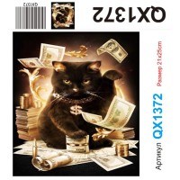 Алмазная мозаика 21x25 на подрамнике "Богатый кот" QX1372